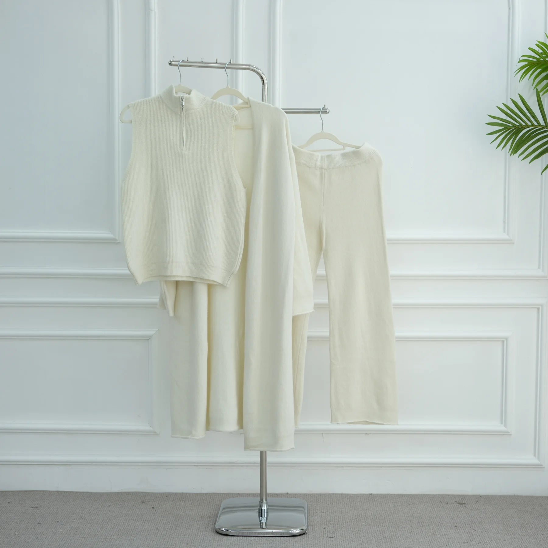 Winter Thicken 3 Piece Muslim Sets for Women Knit Tops Pants Islamic Outfit Sweater Dress Dubai Abaya Kaftan Musulmane Ensembles.