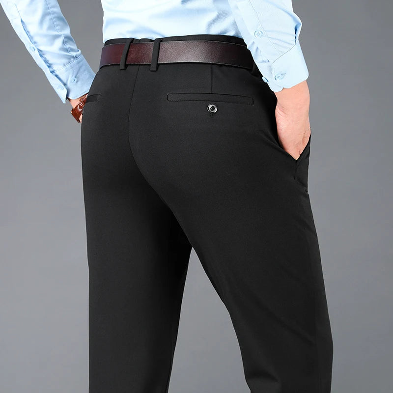 Men's Business Casual Pants Spring Summer Elastic Trousers Office Suit Pants Quick Dry Formal Pants Breathable Comfortable.