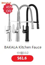 BAKALA Multicolor Wall Mounted Kitchen Faucet 360 Degree Swivel Flexible Hose Double Hole Sink Mixer Tap Wall Kitchen Mixers