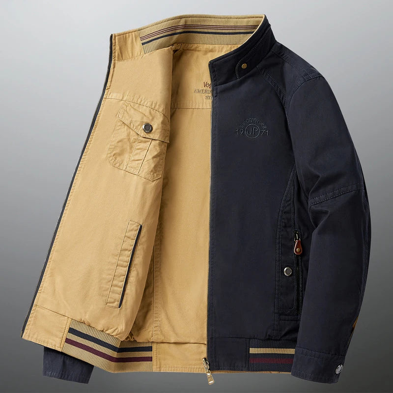 DIMUSI Autumn Men's Double-sided Military Jacket Casual Man Cotton Business Coats Fashion Men Multi-pocket Jackets Clothing 8XL