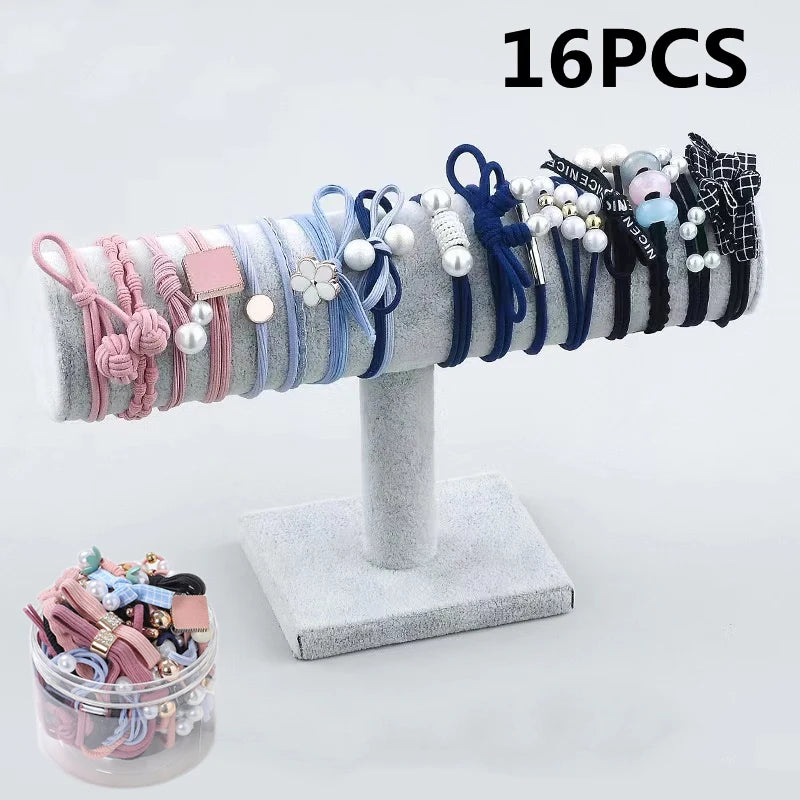 50/12PCS  Women Elastic Hair Ties Pearls Fashion Girls Scrunchies Ponytail Holder Rubber band Hair Rope Hair Accessories.