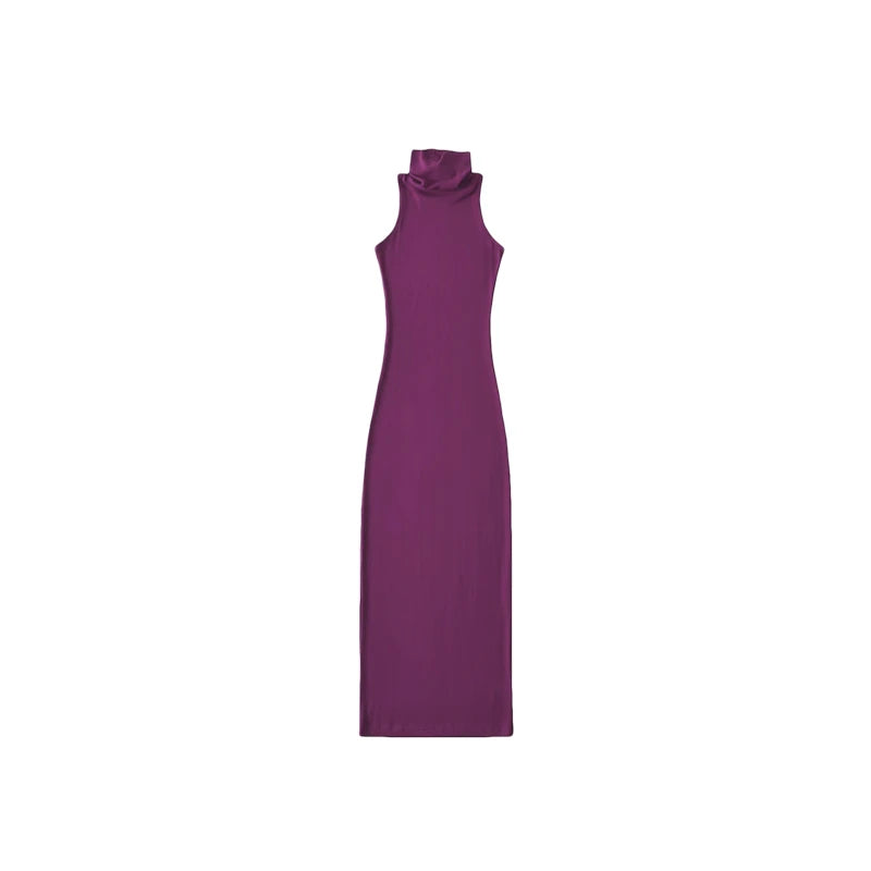 Rot Dünne Sexy Rollkragen Midi Kleid Frauen Abend Party Damen Elastische Hüfte Wrap Elegante Bodycon Kleider Y2k Kleidung.