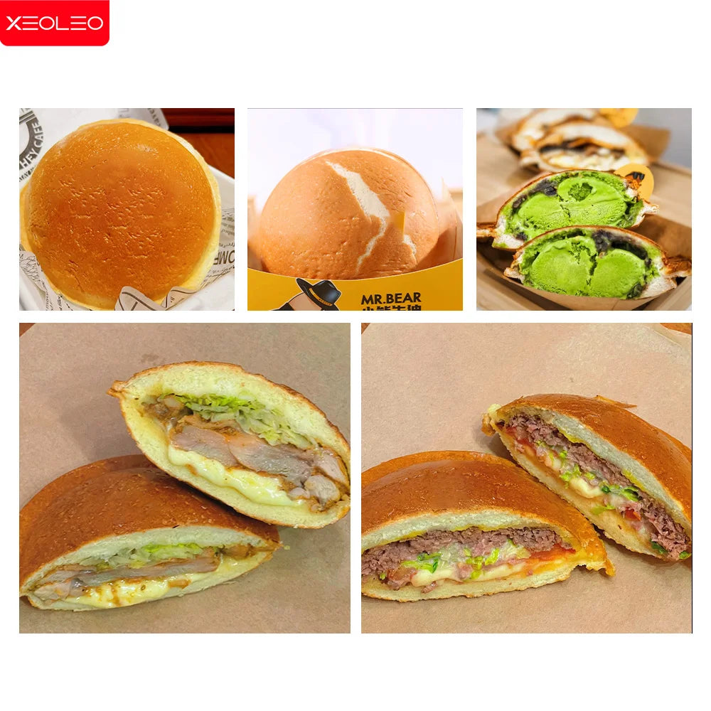 XEOLEO Electric Ice Cream Waffle Machine UFO Burger Maker 1200W Hamburg Gelato Panini Press Machine   Sandwich Press Maker.