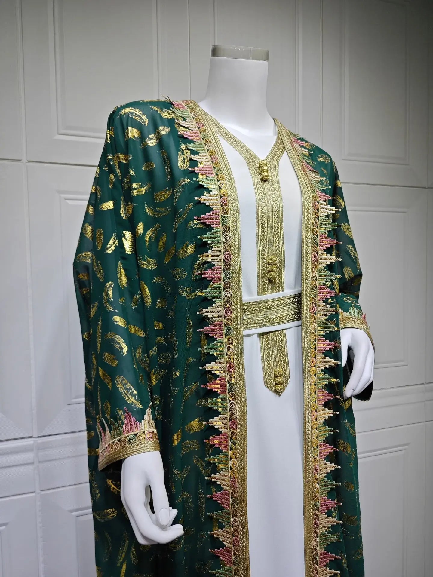 Muslim Abaya 3 Piece Set Women Party Dresses Cardigan Robe Sashes Suit Bronzing Jalabiya Ramadan Morocco Dubai Kaftan Vestidos