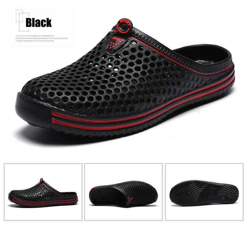 YRZL Mens Sandals Light EVA Summer Casual Shoes Hole Shoes Clogs Lovers Home Garden Outdoor Big Size 45 Male Beach Flat Slippers.