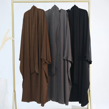 Two Piece Arabic Outfit Set for Muslim Women Elegant Modest Abaya Dress with Inner Ramadan Islamic Coat New Turkish Kaftan Robe