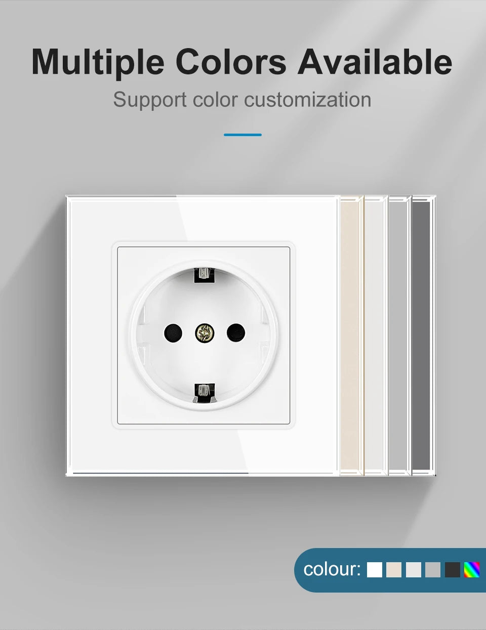 SRAN Eu-Steckdosen 220 V 16 A 82 x 82 mm Glas-Doppel-Dreifach-Wandstecker Russland Spanien Eingebautes Heimbüro.