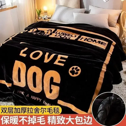 150x200cm  Home Blanket Double Layered Encrypted Plush Fur Coral Fleece Quilt Winter Dormitory Sofa Keep Warm Sheet Bed Cover.