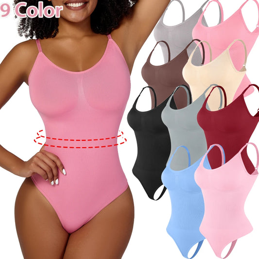 Bodysuit Women Shapewear Tummy Control Butt Lifter Body Shaper Smooth Invisible Under Dress Slimming Underwear Low Neck Jumpsuit.