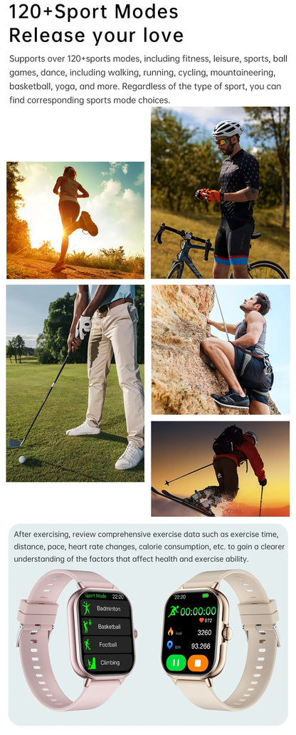 2025 2.01'' Smart Watch Bluetooth Call Play Music Smartwatch Fitness Clock Sport Waterproof Watches for Men Women iPhone Android.