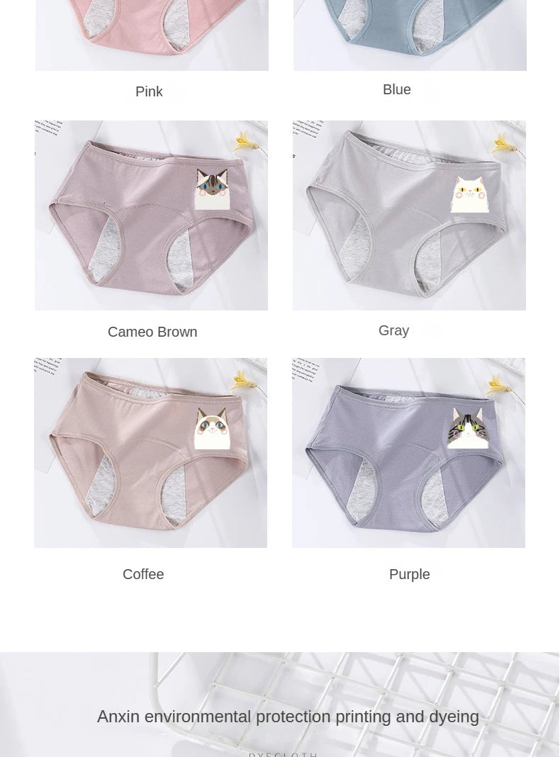 3PCS/set Women's menstrual briefs large flow postpartum water absorption leakproof briefs women's pure cotton menstrual briefs.