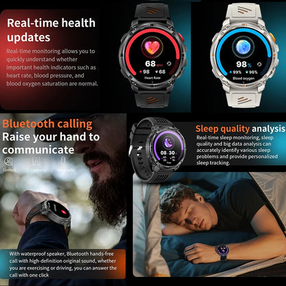 2025 New Military T-Rex 3 Smart Watch Men 1100mAh Battery AMOLED  IP68 Waterproof Outdoor Compass Bluetooth CallSport Smartwatch.