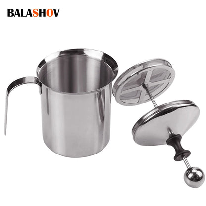 Stainless Milk Frother 400ML Double Mesh Milk Creamer Milk Foam For Cofffee Milk Egg Beater Kitchen Tool Coffee Mixe Frother.