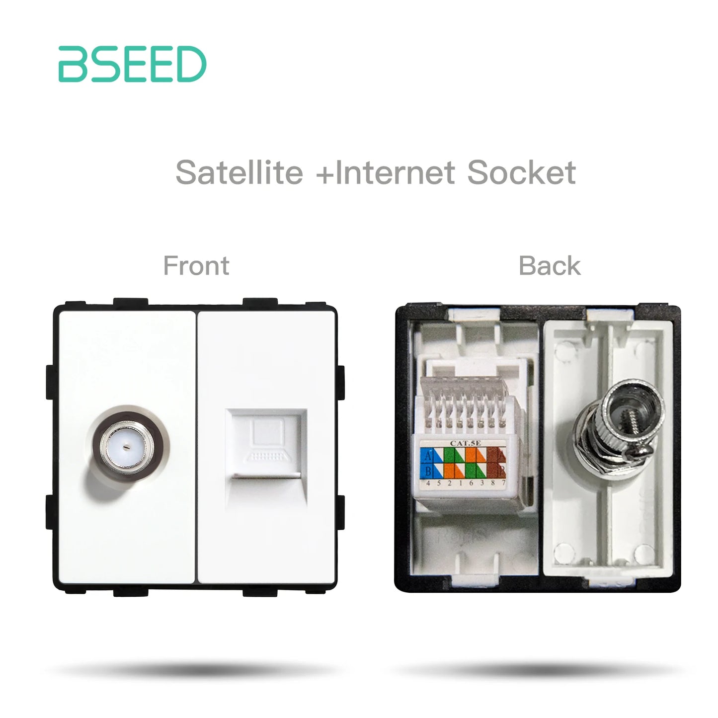 BSEED Wandlichtschalter Teile Weiße Glasrahmen USB-Steckdosen Funktionsmodul DIY EU CAT5 TV-Steckdosen Power ST TEL Steckdosenteile.