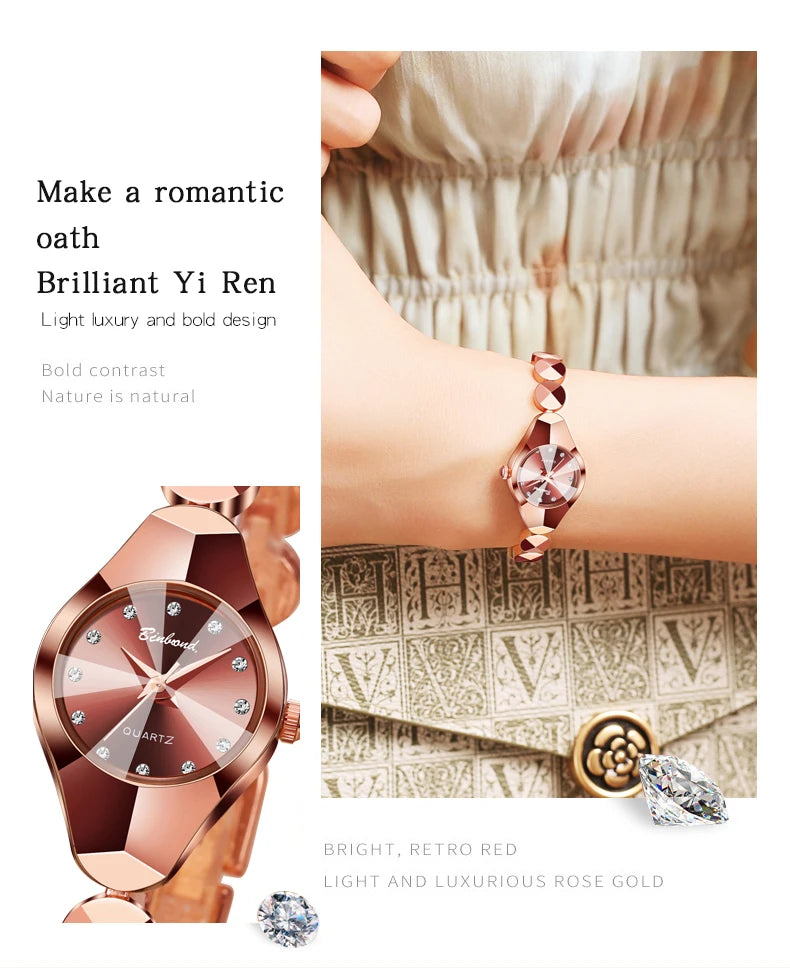 BINBOND Waterproof Watch Casual Fashion Quartz Watches Women Top Brand Luxury Stainless Steel Strap Elegant Business Women Watch.