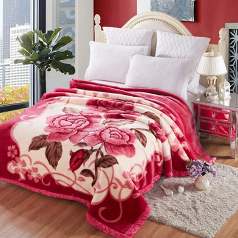 Blanket Double Thickened Raschel Winter Wedding Quilt Blanket Warm Coral Fleece Cashmere Blanket Double