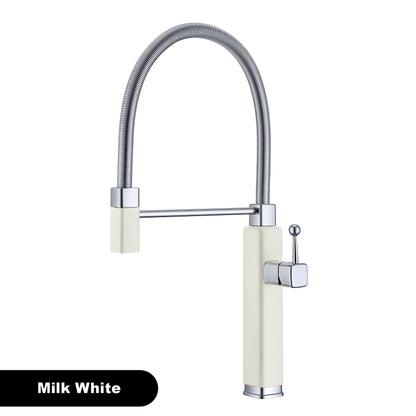 Modern red brass kitchen faucet with single handle and single hole ceramic valve core, hot and cold water pull-out sink Mixer
