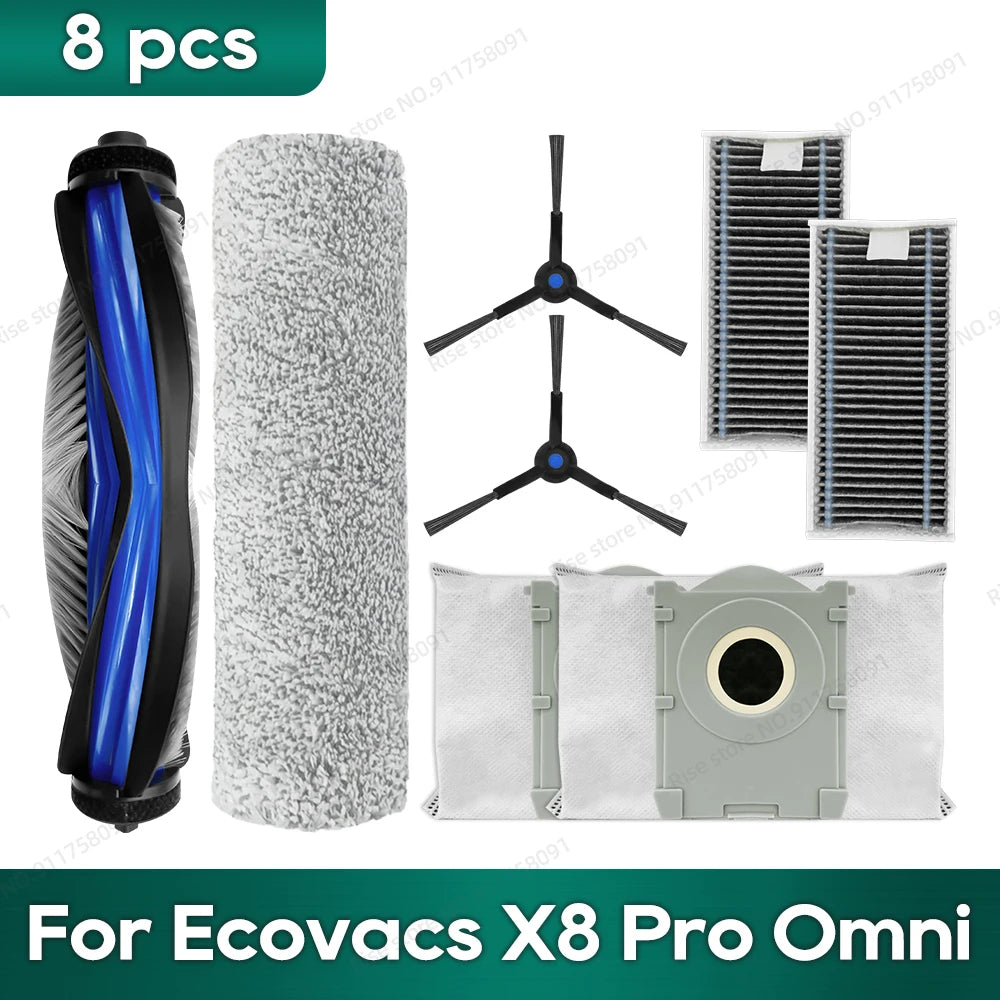 Compatible for Ecovacs X8 Pro Omni Accessories Main Side Brush Hepa Filter Rag Dust Bag Replacement Parts