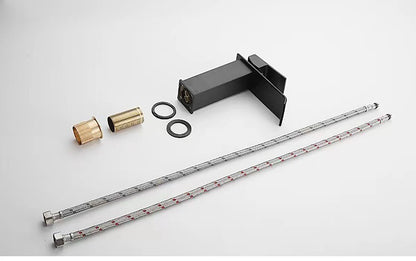 Black waterfall hot and cold faucet wash basin countertop basin bathroom cabinet splash proof basin faucet kitchen