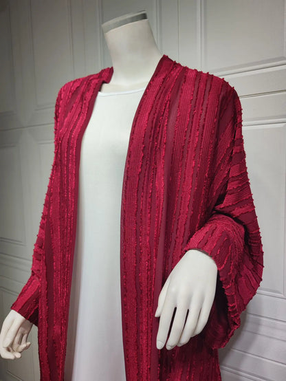 Uni Fashion Muslim Kimono Abaya Solid Striped Retro Ethnic Cardigan Robe Dubai Middle Eastern Saudi Arabia Eid Clothes 2025.