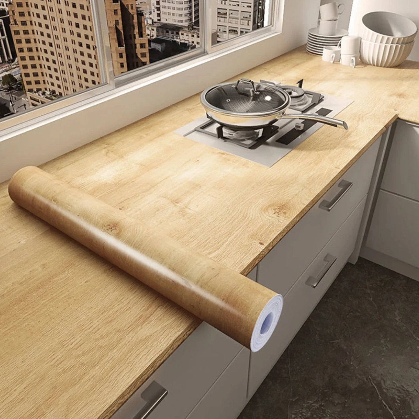 Holzmaserung DIY Aufkleber PVC selbstklebende wasserdichte Tapeten Renovierung Möbel Wandaufkleber Home Decor klebrige Papieraufkleber