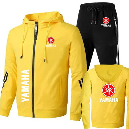 Yamaha Motorcycle Racing Tracksuit Men's Clothing Yamaha Logo Print Zip Sweatshirt&Pant Men Sets Bike Jacket Men Sportswear Suit.
