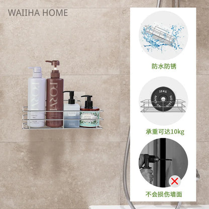 Edelstahl Wand Lagerung Regal Rack Schlag Kostenloser Dusche Shampoo Lagerung Rack Halter mit Aufkleber Badezimmer Lagerung Caddy