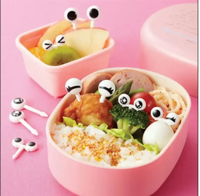 10/30/50Pcs Mini Skewers Cute Cartoon Eyes Kawai Lunch Bento Box Food Fruit Picks Fork Sticks Buffet Sandwich Toppers Decor fork.