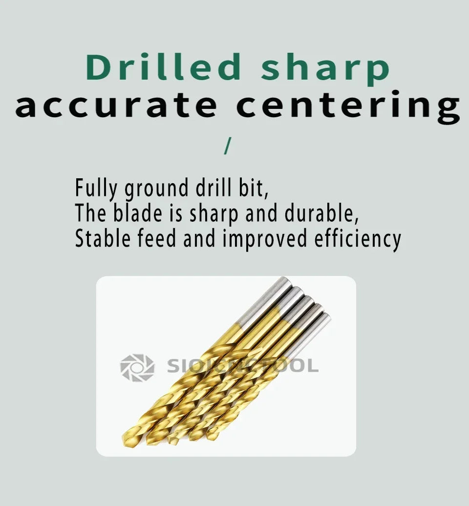 LOCO 50 Stück Titanbeschichtete Bohrer HSS Schnellarbeitsstahl-Set Werkzeug Hochwertige Elektrowerkzeuge 1/1,5/2/2,5/3 mm