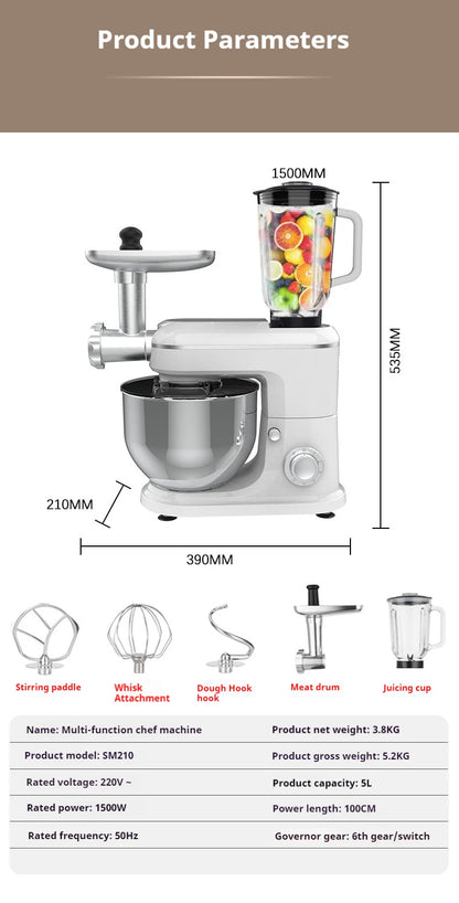 10L Chef machine and noodle machine, stainless steel bowl, high-power egg beater, noodle mixer, egg beater.