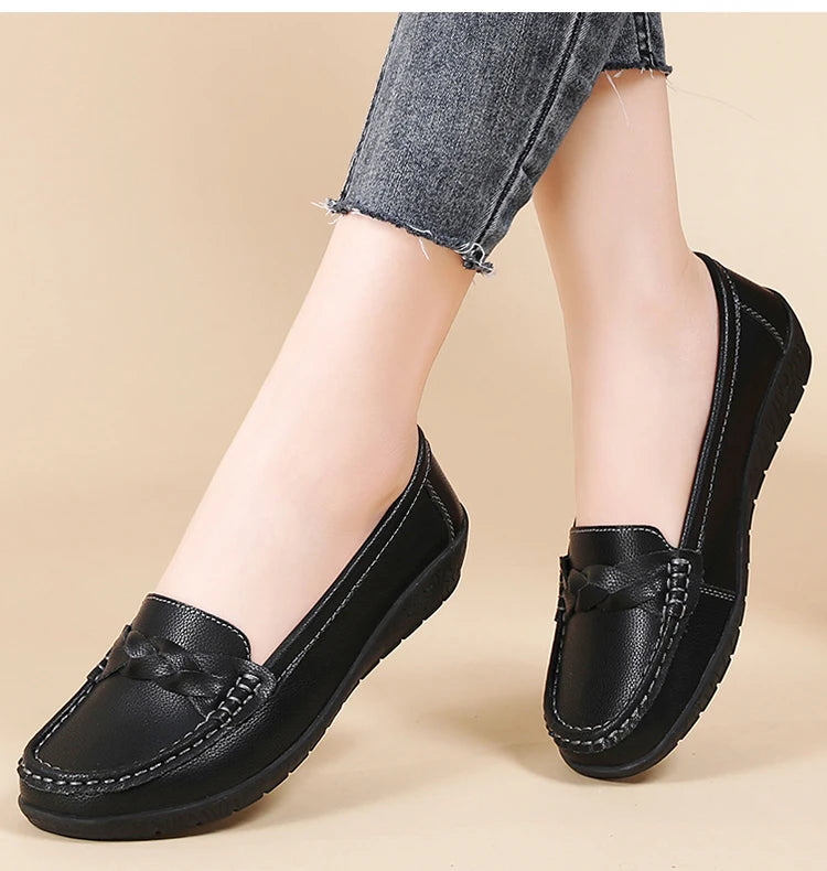 Women Shoes Soft Leather Women's Loafer 2025 New Flats Slip On Casual Shoes Flat Shoes Women White Footwear Zapatos De Mujer.