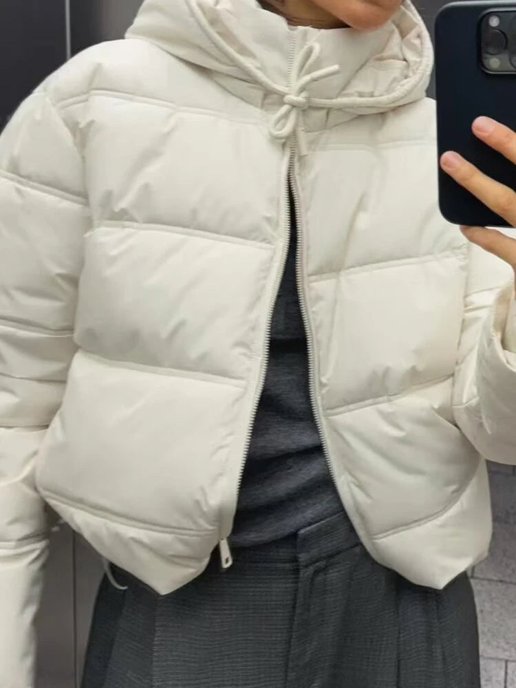 Herbst und Winter Neuheiten Damen Casual Einfache Baumwolle Langarm Dicke Warme Kapuzenjacke.