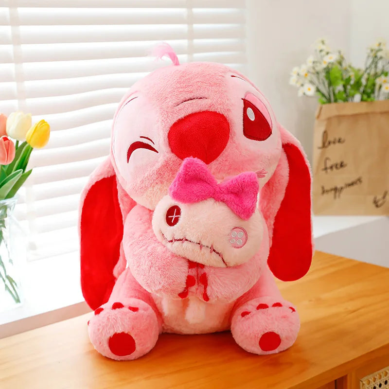 20-40cm Anime Cartoon Pink Angel Series Lilo & Stitch Doll Cute Hug Duck Stitch Plush Toy Soft Stuffed Kawaii Kid Birthday Gift.