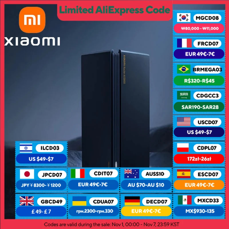 XIAOMI Router AX3000，Repeater Extend Gigabit Amplifier Signal Booster，WIFI 6 Nord Vpn Mesh 5GHz，Chinese Version With Adapter.