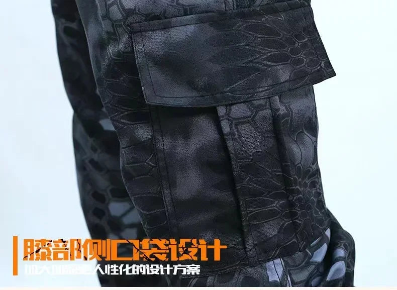 Schwarzer Python-Muster, verschleißfester Overall, Arbeitsversicherungstuch, Uniform, weicher Trainingsanzug für Herren, Outdoor-Anzug.