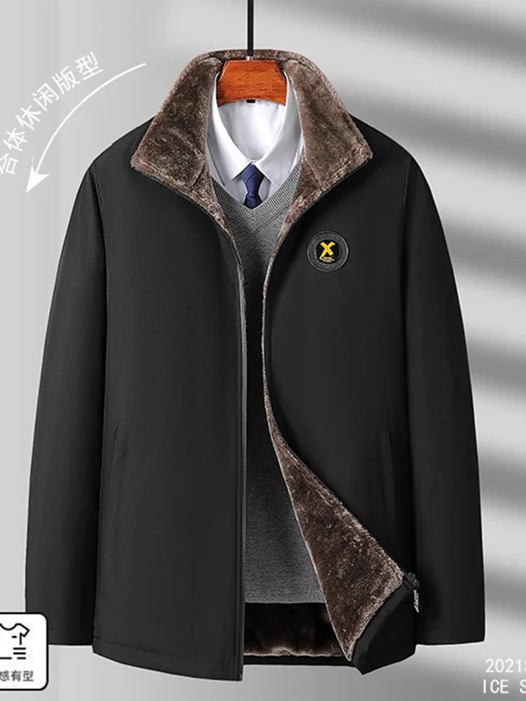 2024 New Men's Padded Cotton Clothing Fashion Casual Solid Color Windproof Lapel Long-Sleeved Jacket Street Beat Men's.