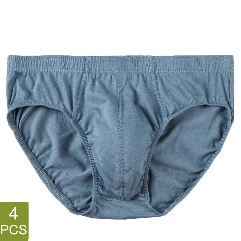 4 Pcs/Lot Men's 100% Cotton Breathable Briefs Comfortable Male Underwear Lingerie Panties Underpants Plue Size Xl -5Xl.