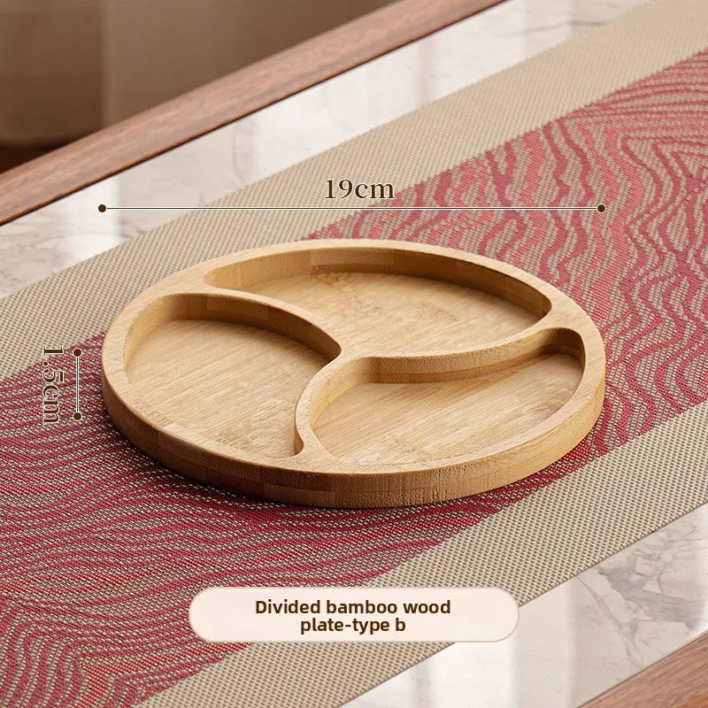 1pcs Wooden Compartment Tray for Boiling Tea  Snack Plate Home Living Room Nut Candy Fruit Serving Dish Solid Wood.