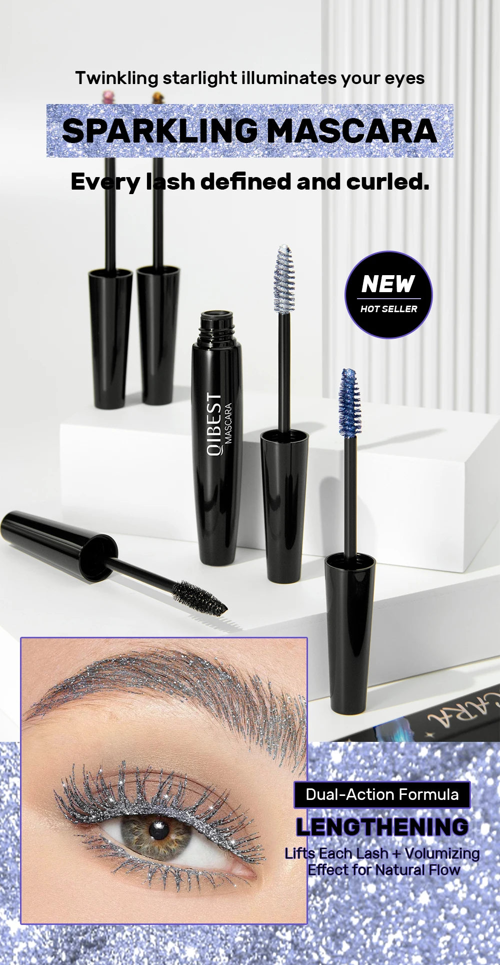 5 Colors Diamond Shimmering Mascara Long Lasting Makeup 3D Volume Eyelashes Curling Glitter Mascara Eye Lash Female Cosmetic.