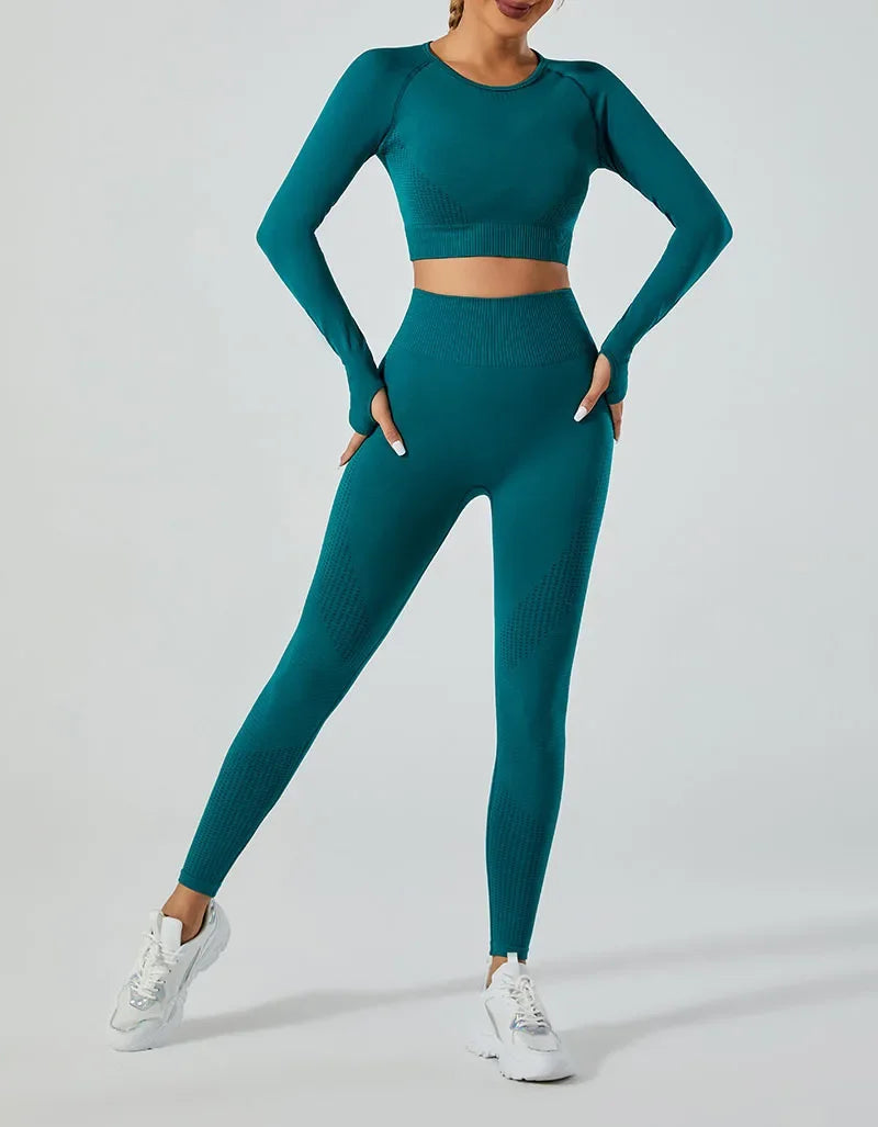 In-stock Women's Yoga Suit Five-piece Set Seamless Fitness Wear For Running Sports Top Leggings From Mainland China