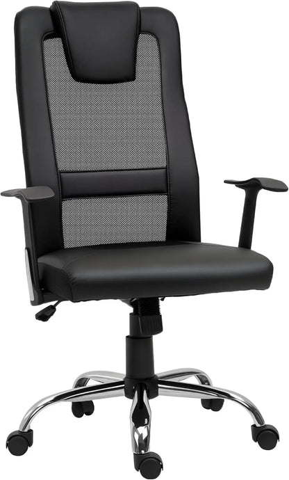Vinsetto Bürostuhl Drehstuhl höhenverstellbar Chefsessel Schreibtischstuhl ergonomisch PU schwarz 66 x 73 x 108-118 cm