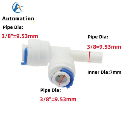 5Pcs RO Water Plastic Pipe Fitting Tee T-type 1/4" 3/8" Hose OD To 1/4" 3/8" Hardplug Reverse Osmosis System Quick Connector