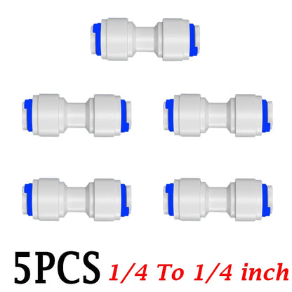 5PCS 3/8" Ball Valve Tees 1/4" OD Elbow Quick Connect Push In to Connect for RO Water Reverse Osmosis System Water Tube Fitting