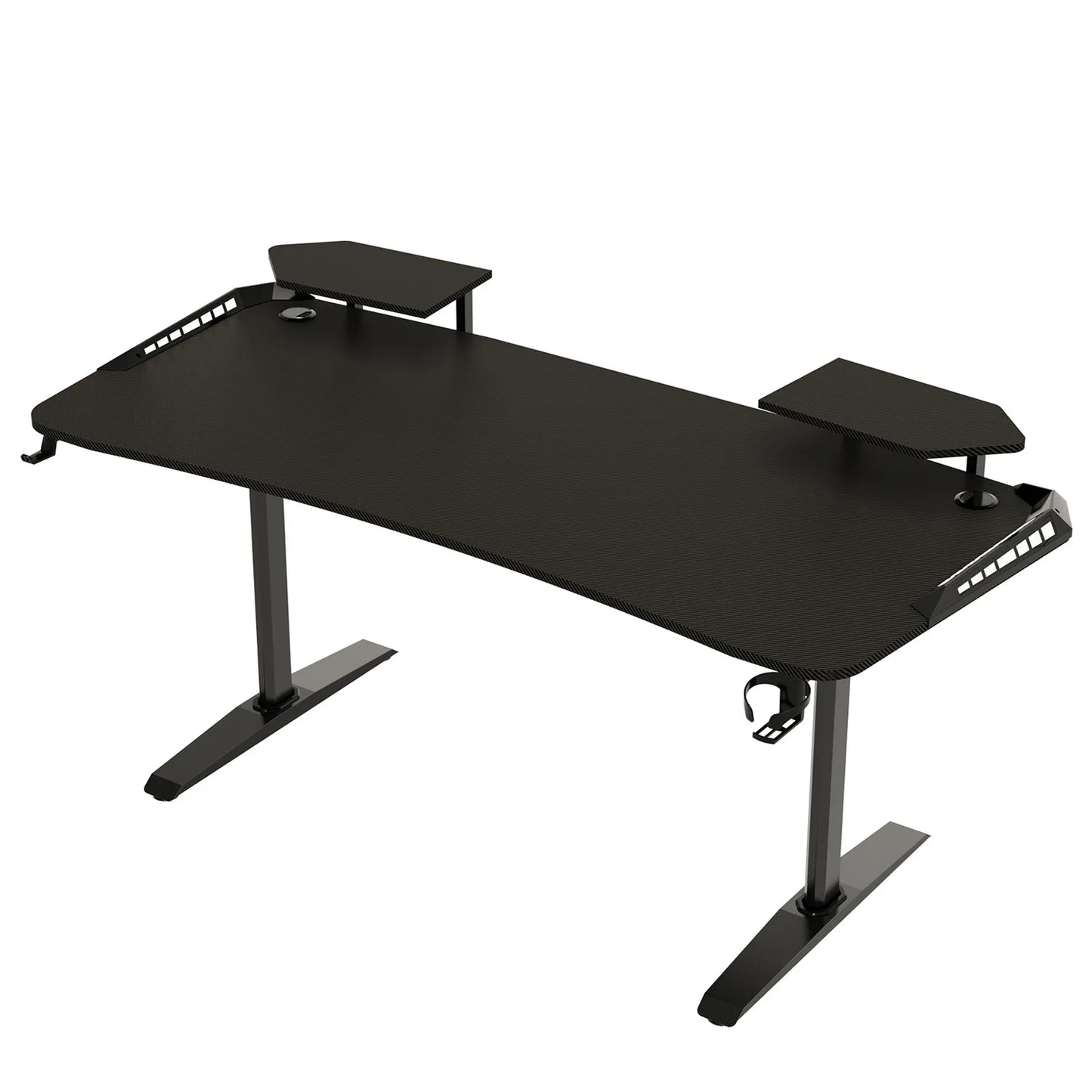 Jumbo-Gaming-Schreibtisch mit Monitor regal, großer PC-Computer tisch mit LED-Beleuchtung, Spieltisch-Gamer-Schreibtisch für Schlafzimmer, Home-Office