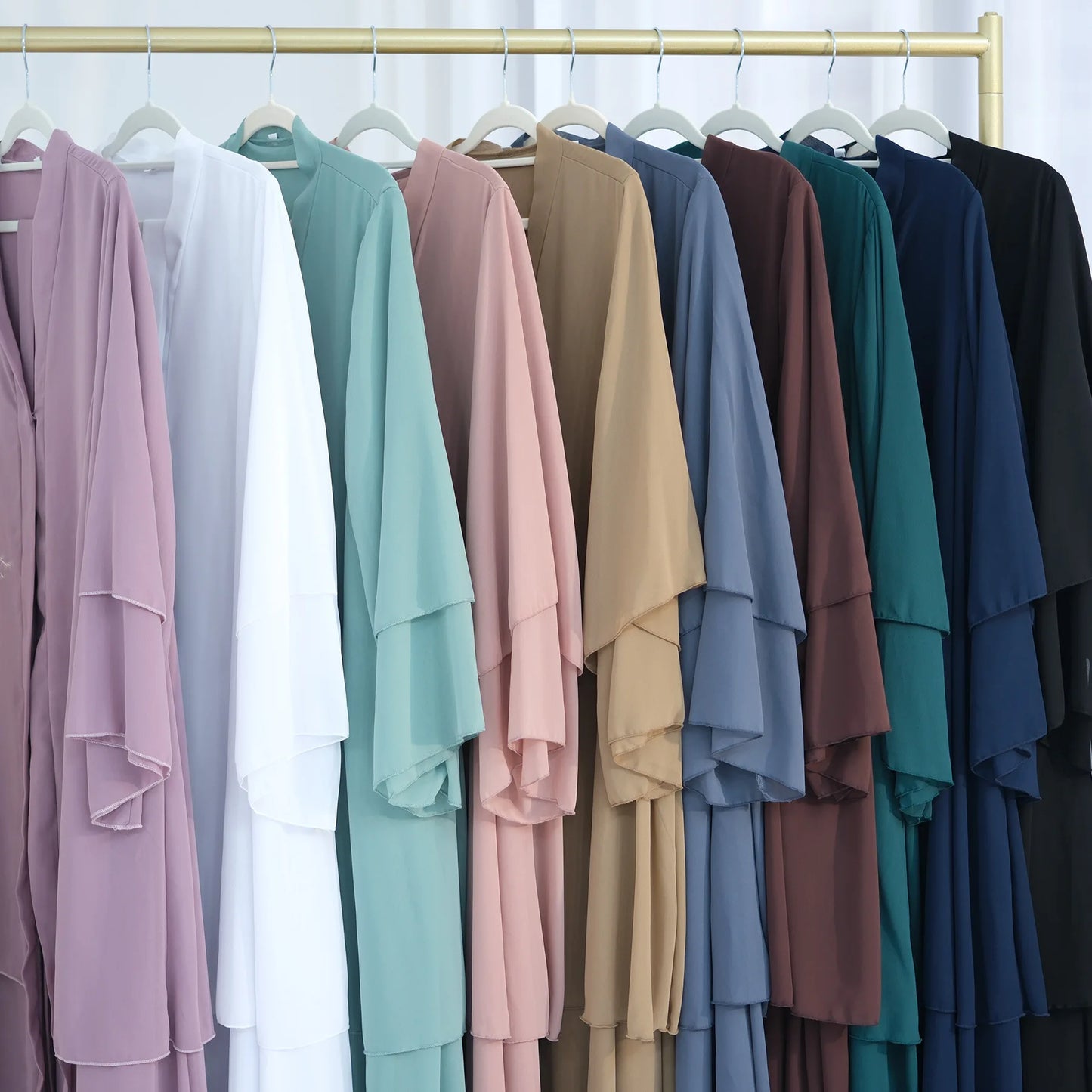Eid Muslim Abaya for Women Chiffon 3 Layers Cake Party Cardigan Robe Jalabiya Dresses Ramadan Morocco Abayas Kaftan Vestidos