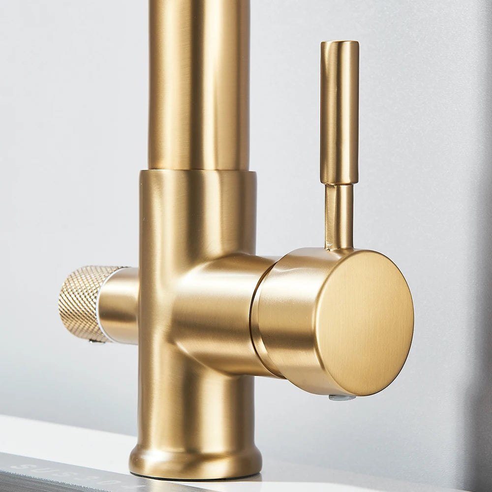 Kitchen Faucet Filtered Water Dual Spout Purification Feature Kitchen Tap 360 Rotation Water Crane For Kitchen