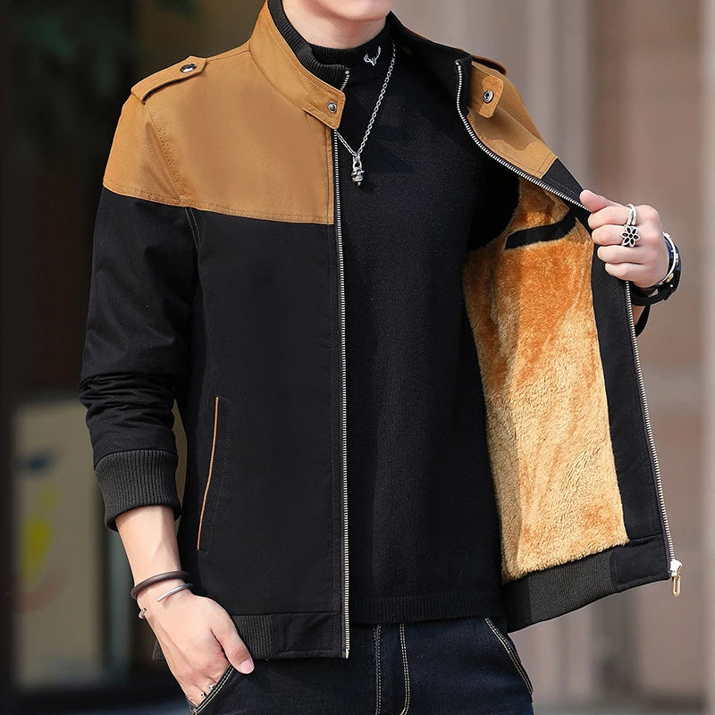 DIMUSI Winter Men's Bomber Jacket Casual Mens Outwear Fleece Warm Coats Fashion Stand Collar Uniform Jackets Mens Brand Clothing.