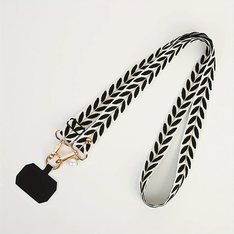 Universal Adjustable Mobile Phone Lanyard for Women Crossbody Single Shoulder Neck Strap Pearl Pendant Hanging Anti Loss Rope.