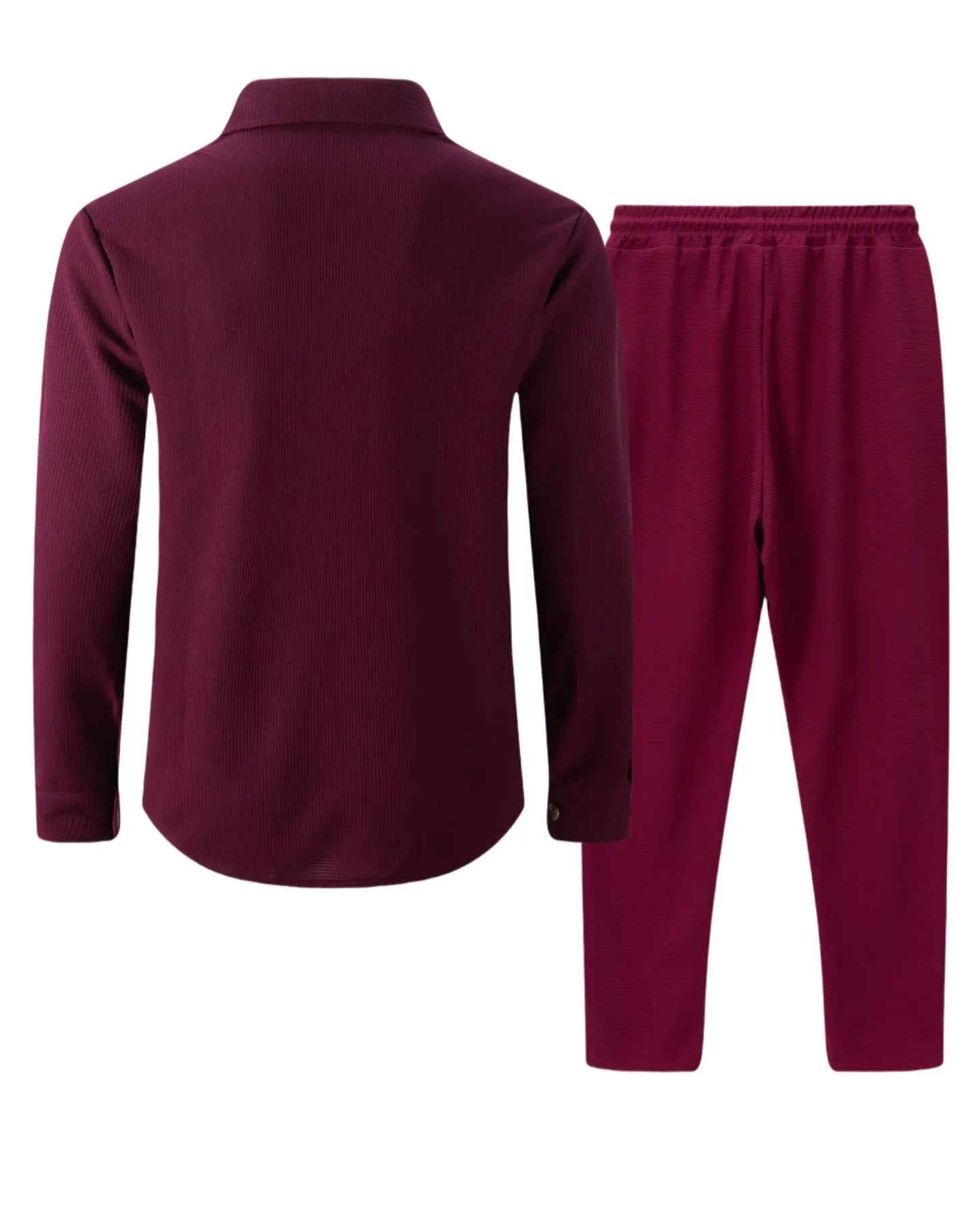 2025 Men's Autumn Casual Street Sport Two-Piece Fashion Solid Color Double-Pocket Collar Buttoned Long-Sleeved Shirt + Pants Set.