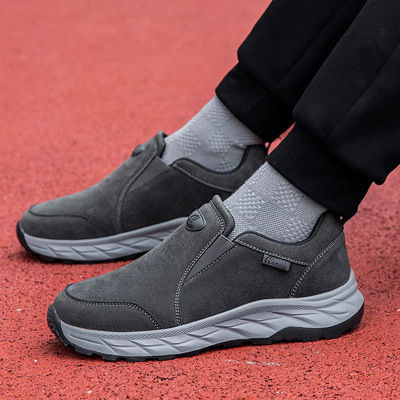Mens Walking Shoes Leather Anti Slip Wear-resistant Autumn Fashion High-quality Soft Sole Comfortable Casual Flat Sneakers Man.